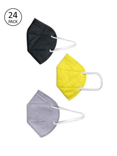 

OOMPH Unisex Pack Of 24 5-Ply Reusable Anti-Pollution 200 GSM KN95 Face Masks, Yellow
