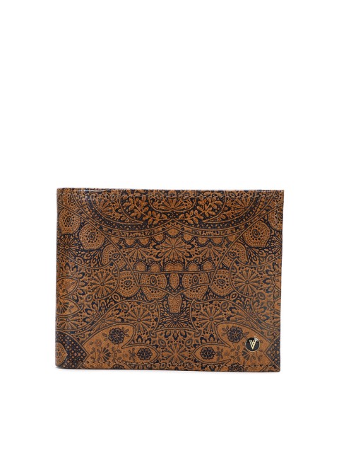 

Van Heusen Men Brown & Black Printed Leather Two Fold Wallet