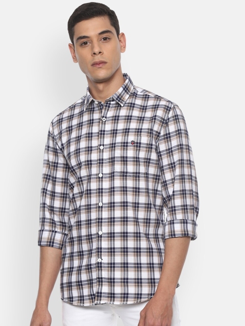 

Louis Philippe Sport Men White & Navy Blue Slim Fit Checked Casual Shirt