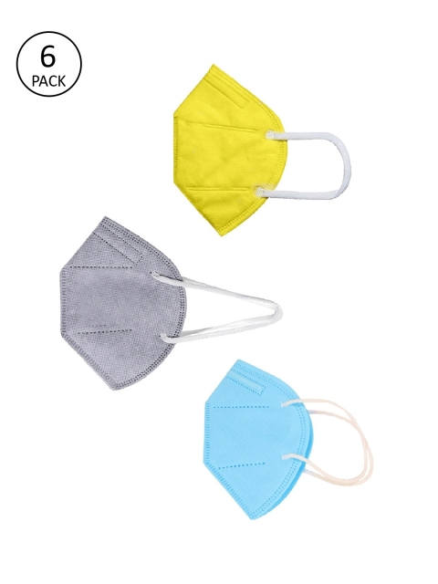 

OOMPH Unisex Pack Of 6 5-Ply 200 GSM Reusable Anti-Pollution KN95 Face Masks, Yellow