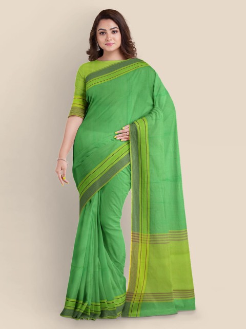 

Kalamandir Green Pure Cotton Solid Mangalagiri Saree