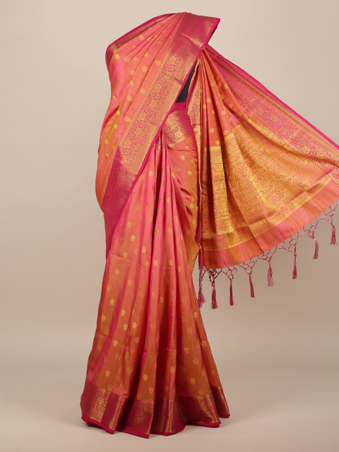 

Pothys Rust Orange Woven Design Jute Silk Saree