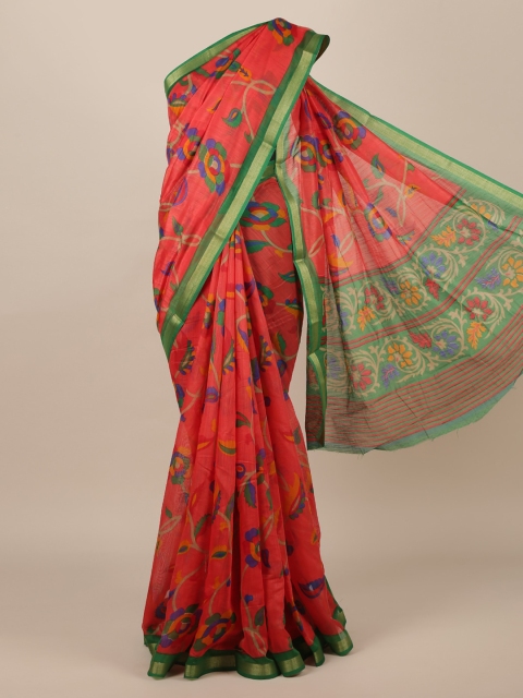 

Pothys Red Printed Jute Silk Saree