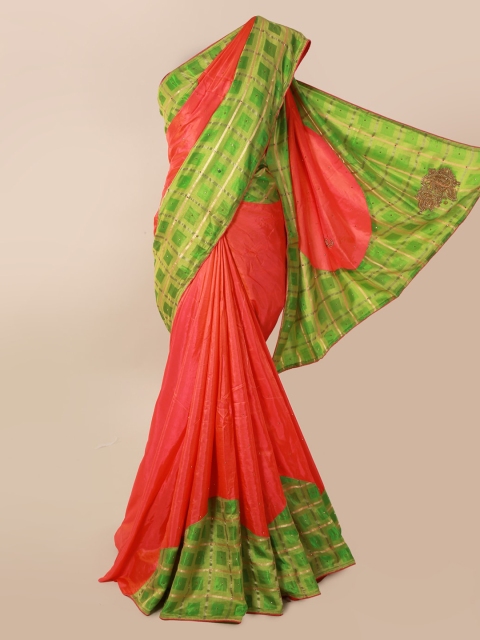 

Pothys Red Embellished Art Silk Saree