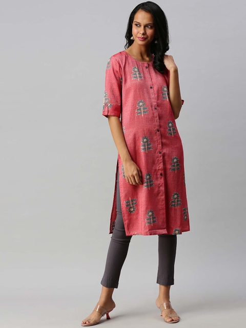 

Soch Women Red Ethnic Motifs Printed Kurta
