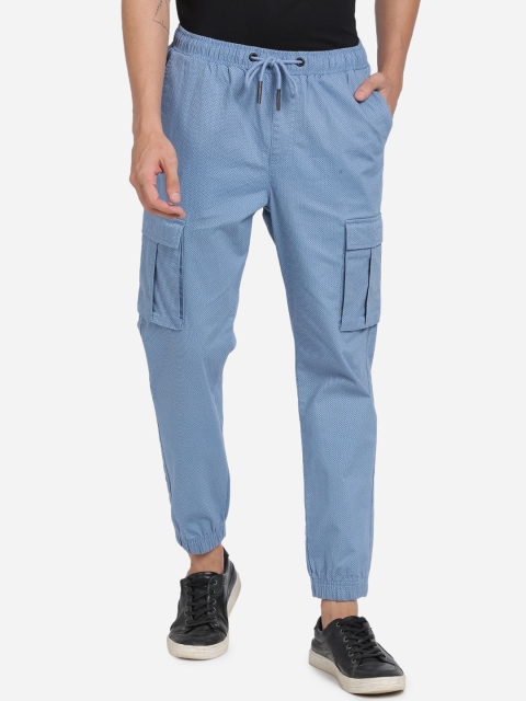 

Breakbounce Men Blue Slim Fit Solid Cargo Joggers