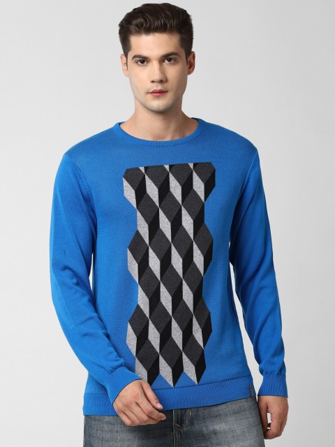 

Peter England Casuals Men Blue & Black Printed Pullover Sweater