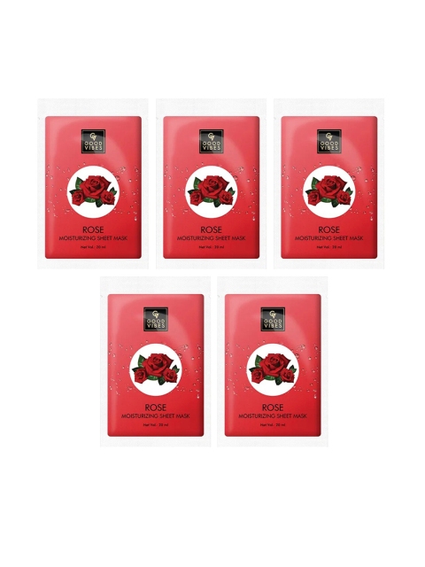 

Good Vibes Pack of 5 Rose Moisturizing Sheet Mask 100 ml, Transparent