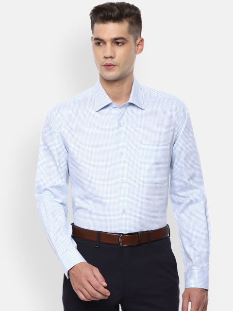 

Louis Philippe Men Blue Slim Fit Checked Pure Cotton Casual Shirt