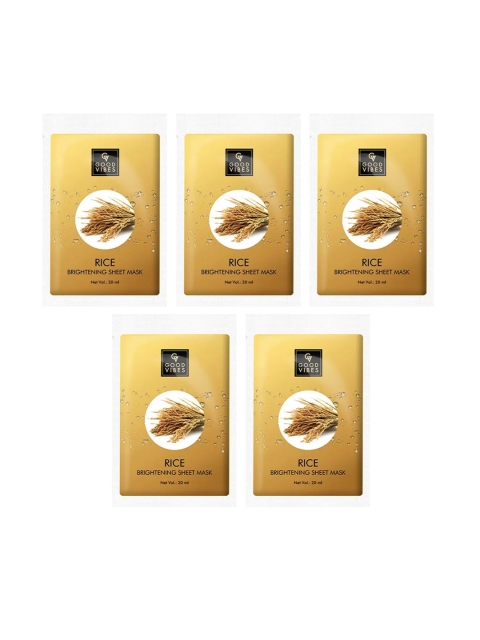 

Good Vibes Set of 5 Rice Brightening Sheet Masks 100 ml, Transparent