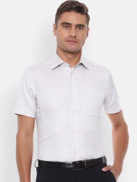 

Louis Philippe Men White Regular Fit Checked Pure Cotton Casual Shirt