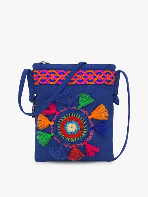 

Anekaant Blue Self Design Sling Bag