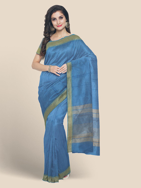 

Kalamandir Blue Pure Cotton Woven Design Mangalagiri Saree