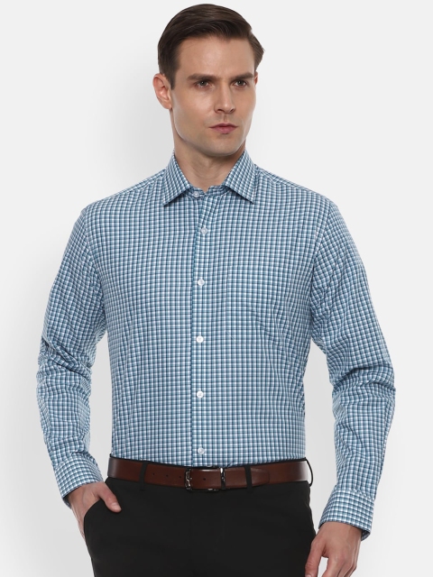 

Louis Philippe Men Blue Slim Fit Checked Pure Cotton Casual Shirt