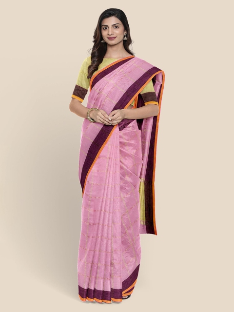 

Kalamandir Pink Pure Cotton Checked Mangalagiri Saree