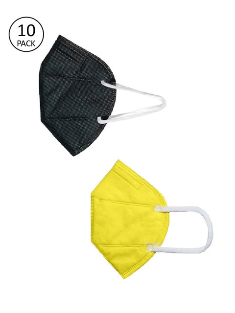 

OOMPH Unisex Pack Of 10 Solid 5-Ply Protective 200 GSM KN95 Outdoor Masks, Yellow