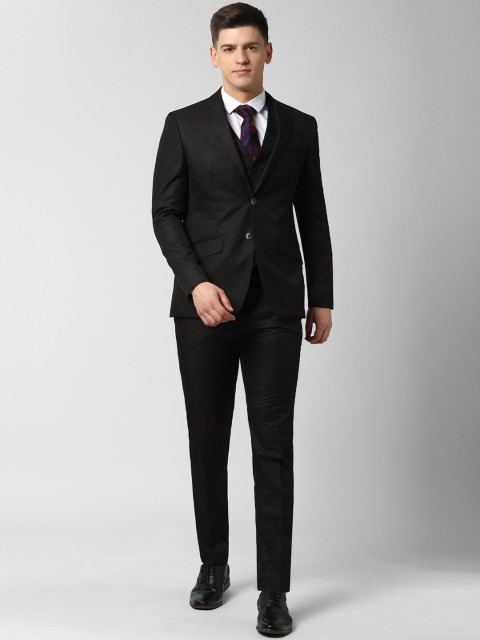 

Peter England Men Black Solid Slim-Fit Single-Breasted Three-Piece Formal Suit