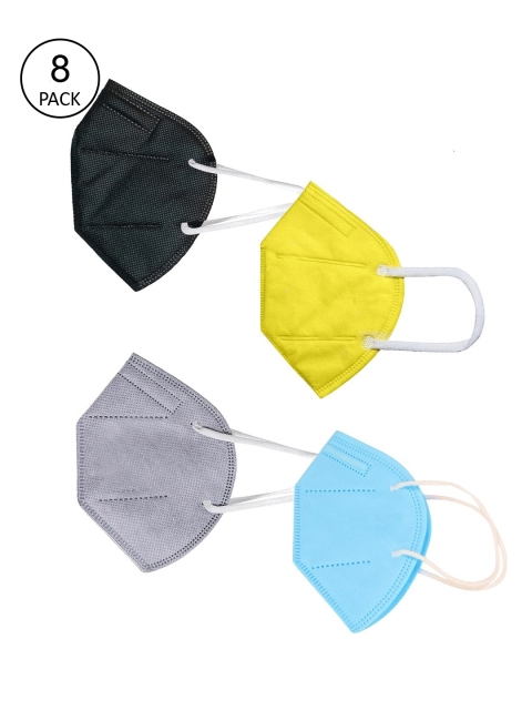 

OOMPH Unisex Pack Of 8 Solid 5-Ply Reusable Anti-Pollution 200 GSM KN95 Masks, Yellow