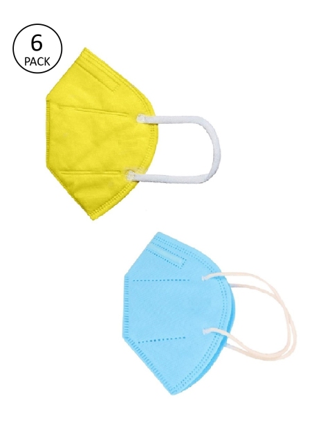 

OOMPH Unisex Pack Of 6 Solid 5-Ply Protective Outdoor 200 GSM KN95 Masks, Yellow