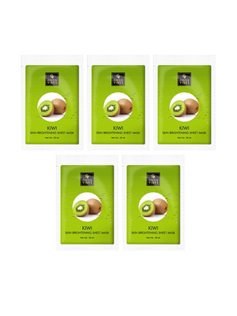 

Good Vibes Pack of 5 Kiwi Skin Brightening Sheet Mask 100 ml, Transparent