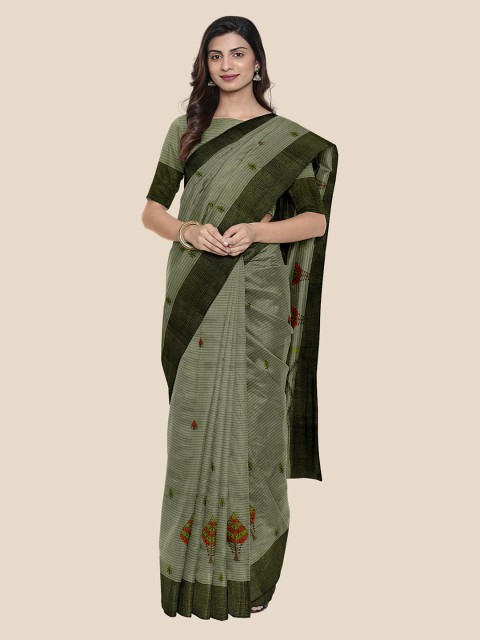

Kalamandir Olive Green Woven Design Silk Cotton Saree