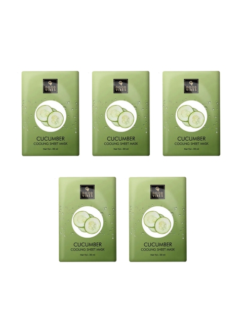 

Good Vibes Set of 5 Cucumber Cooling Sheet Masks 100 ml, Transparent
