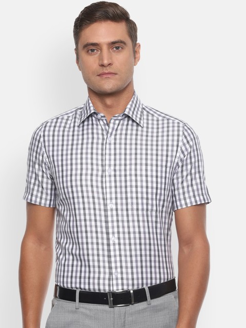 

Louis Philippe Men White & Grey Regular Fit Checked Pure Cotton Casual Shirt