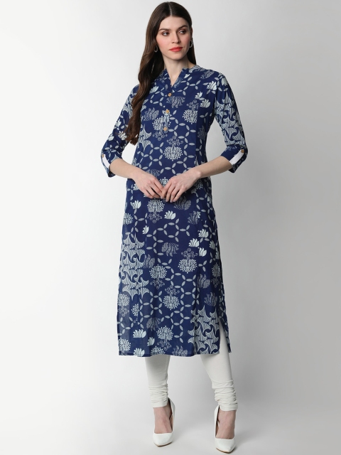 

mokshi Women Blue Ethnic Motifs Printed Kurta