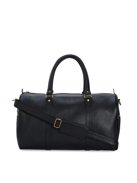 

MERECER MELHOR Unisex Black Solid Genuine Leather Duffel Bag