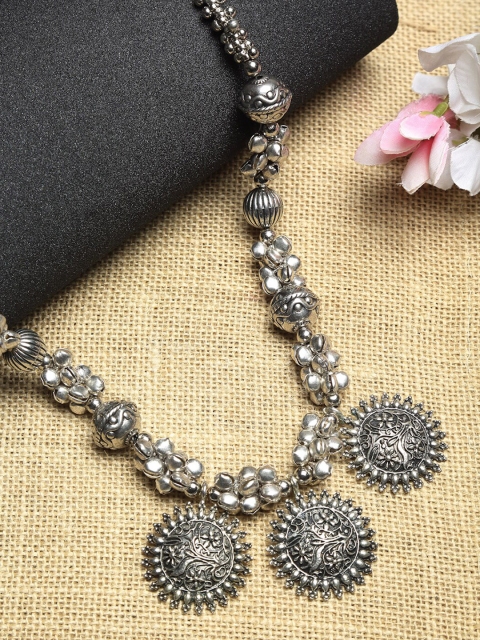 

NEUDIS Silver-Toned & Black Alloy Rhodium-Plated Oxidised Necklace