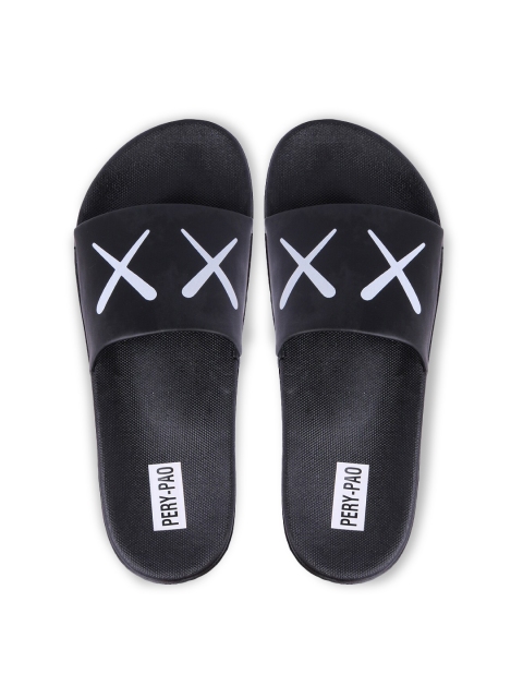 

PERY PAO Men Black Printed Rubber Sliders