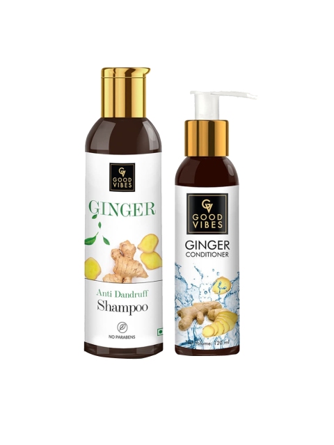 

Good Vibes Ginger Anti Dandruff Shampoo & Conditioner Combo 320 ml, Transparent