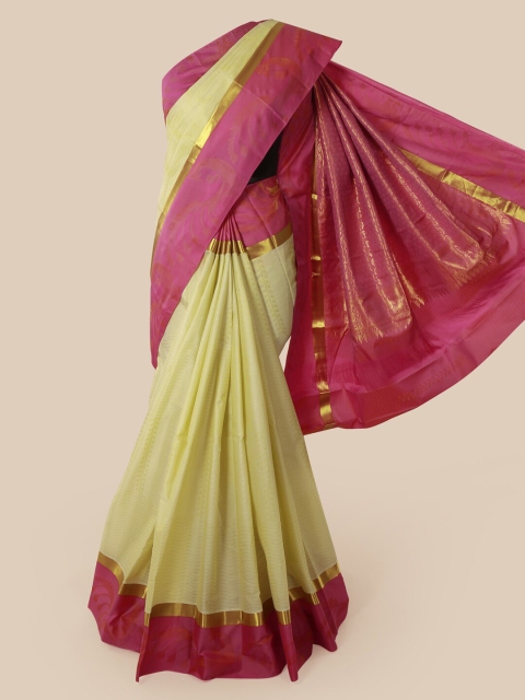

Pothys Yellow & Pink Pure Silk Woven Design Saree