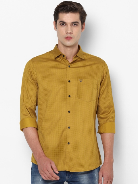 

Allen Solly Men Mustard Yellow Slim Fit Solid Cotton Casual Shirt