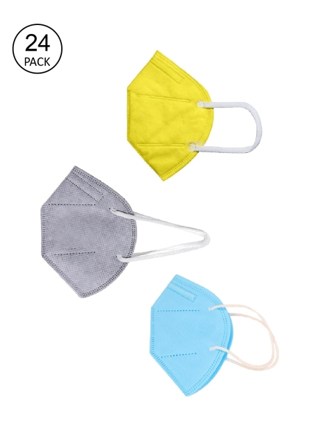 

OOMPH Unisex Pack Of 24 Solid 5-Ply Reusable Anti-Pollution 200 GSM KN95 Face Masks, Yellow
