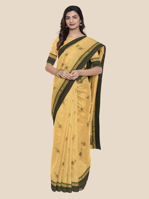 

Kalamandir Yellow Embroidered Silk Blend Saree