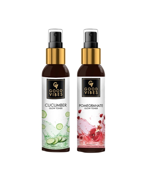 

Good Vibes Set Of 2 Cucumber & Pomegranate Face Toners 240ml, Transparent