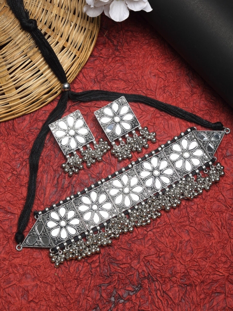 

NEUDIS Oxidized Silver-Plated Mirror Jewellery Set
