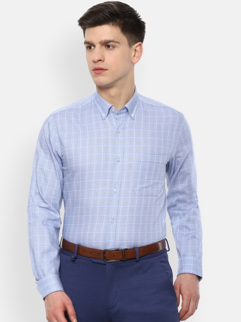

Louis Philippe Men Blue Slim Fit Checked Casual Shirt