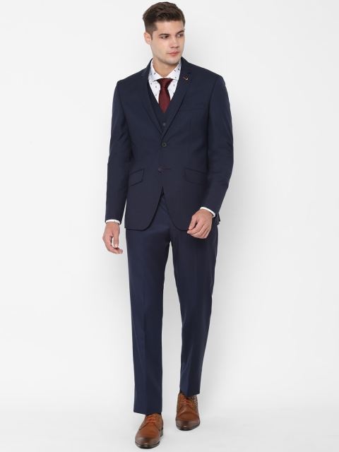 

SIMON CARTER LONDON Men Navy Blue Solid Regular-Fit Formal 3-Piece Suit