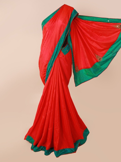 

Pothys Red Solid Art Silk Saree