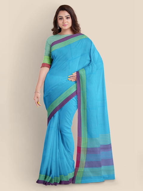 

Kalamandir Blue Pure Cotton Solid Mangalagiri Saree