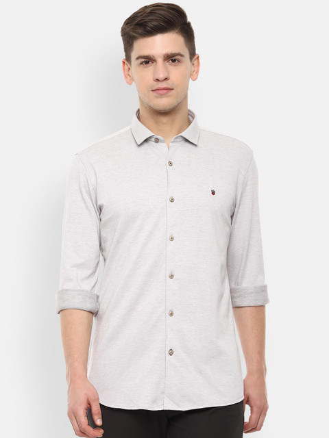 

Louis Philippe Sport Men Grey Slim Fit Cotton Self Design Knitted Casual Shirt