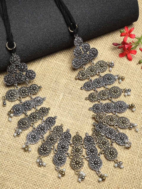 

NEUDIS Silver-Toned Rhodium-Plated Oxidised Handcrafted Necklace