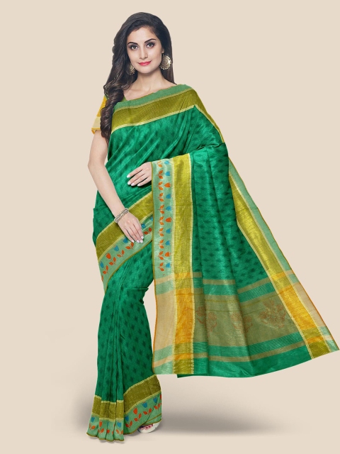 

Kalamandir Green & Yellow Pure Cotton Woven Design Venkatgiri Saree