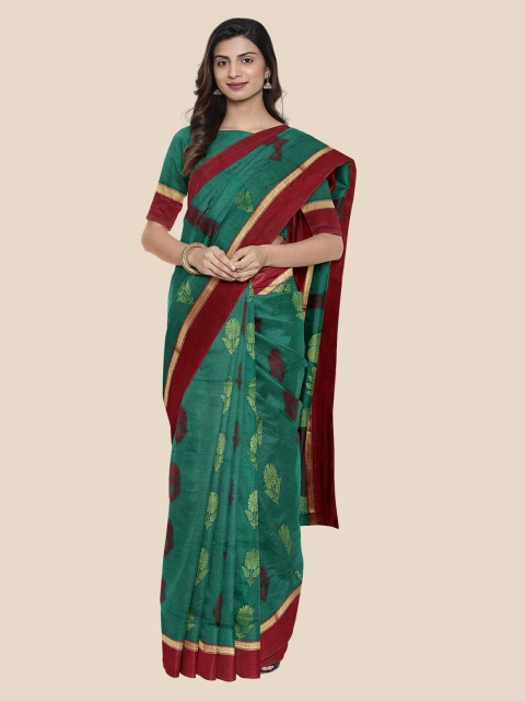 

Kalamandir Green Silk Cotton Woven Design Mangalagiri Saree