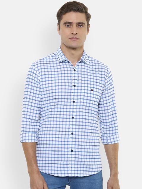 

Louis Philippe Sport Men White & Blue Slim Fit Checked Casual Shirt