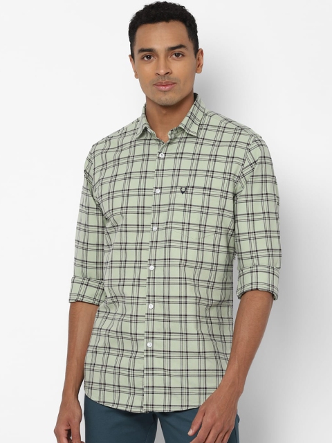 

Allen Solly Men Mint Green & Black Slim Fit Checked Casual Shirt