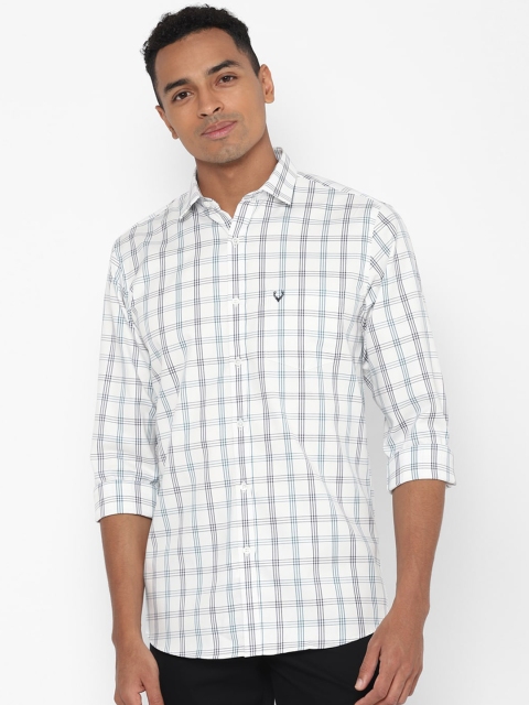 

Allen Solly Men White & Navy Blue Slim Fit Checked Casual Shirt