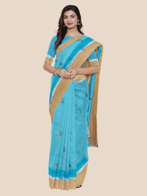 

Kalamandir Blue & Beige Silk Cotton Printed Saree